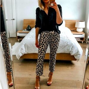 Zara cropped leopard print capri pants
